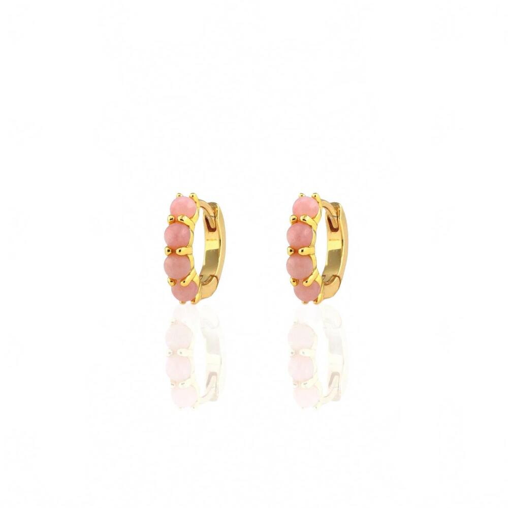 NEW KRIS NATIONS women's opal huggie hoop earrings in pink